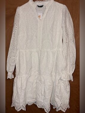 White Eyelet Tiered Mini Dress